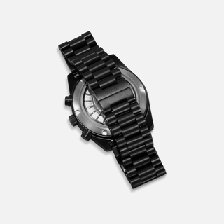 Pulseira de metal em aço inoxidável 316L com acabamento jateado em preto PVD