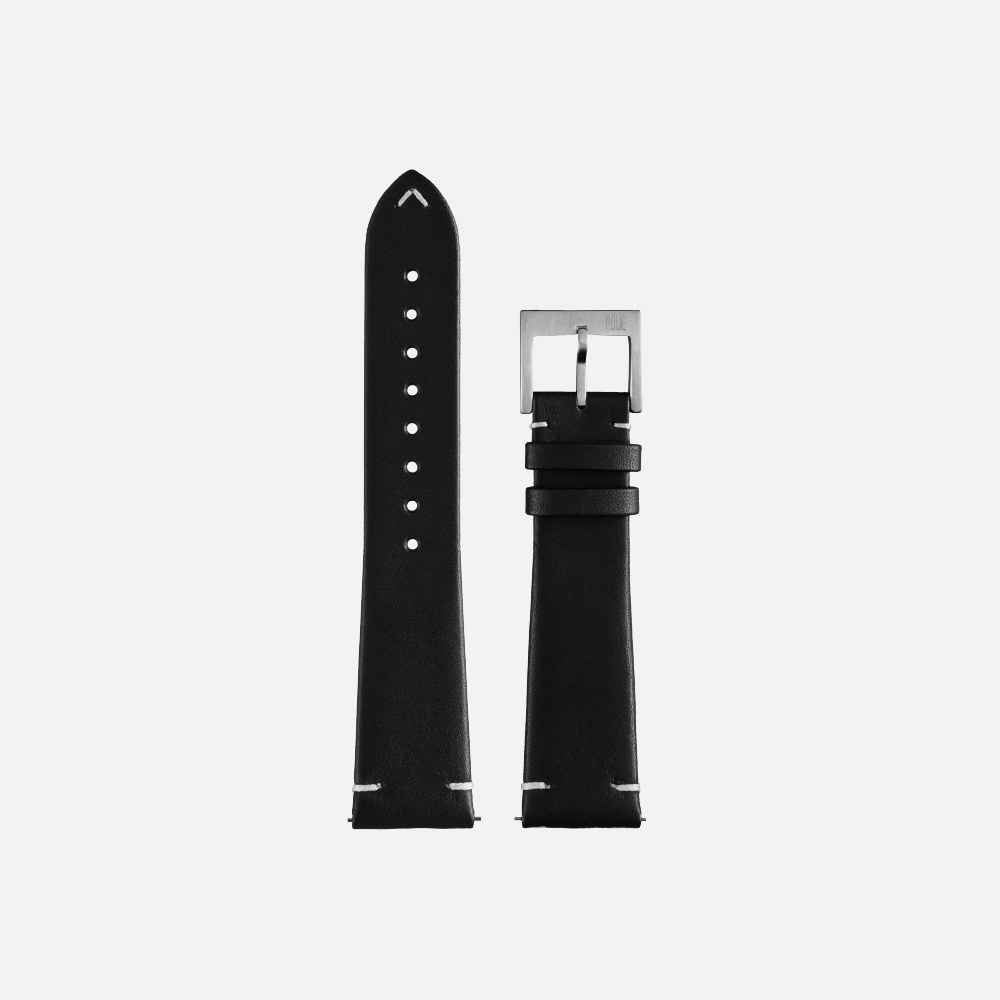 Pulseira de Couro Preto com costura branca para CHR